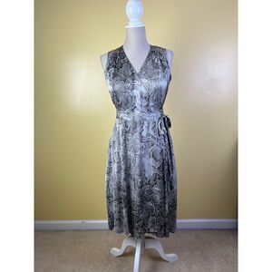 White House Black‎ Market Snake Print Wrap Midi Dress Cocktail Party Evening 4P